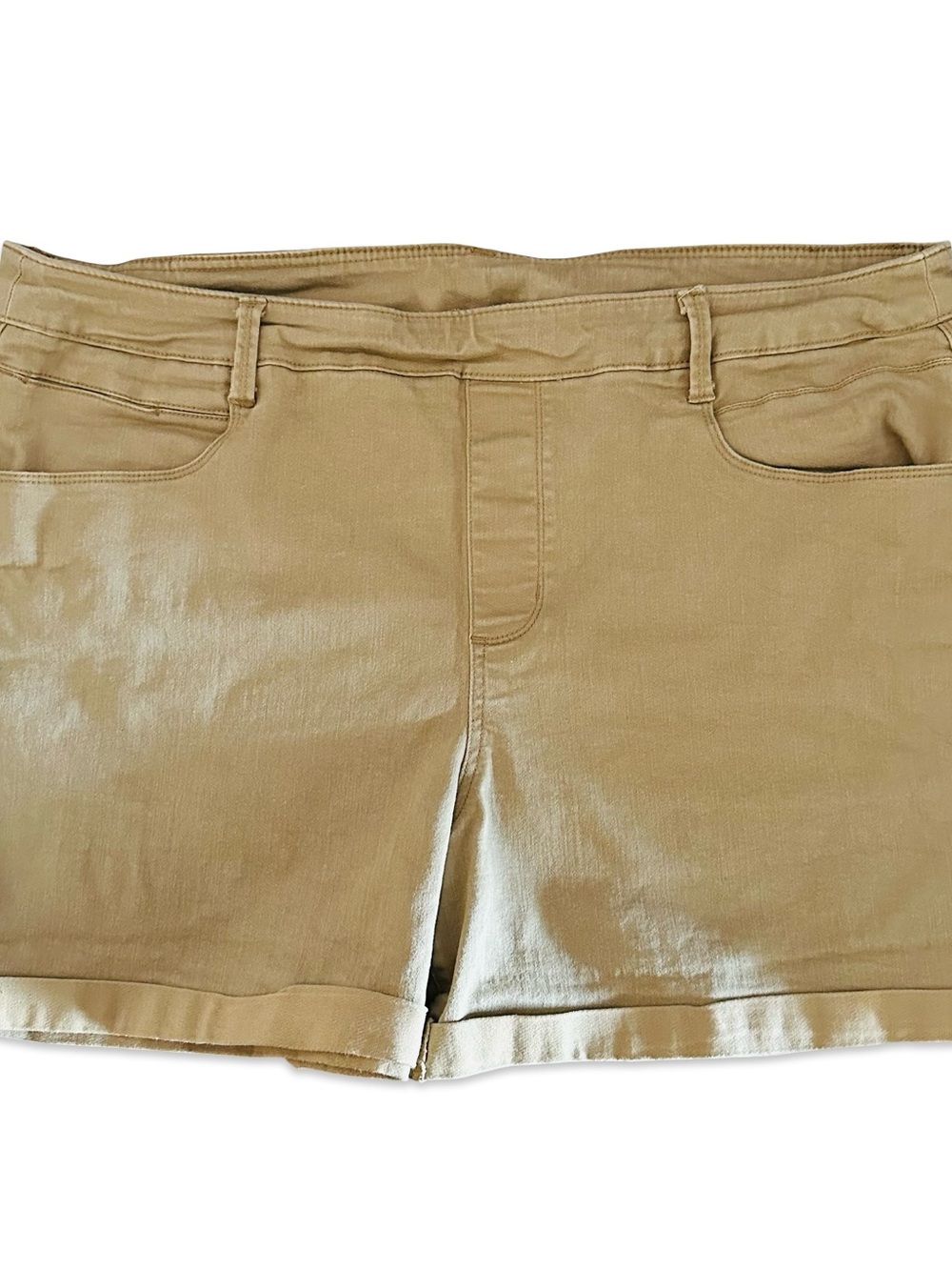 Time and Tru Women's Tan Mid-Rise Stretchy Jean Shorts
